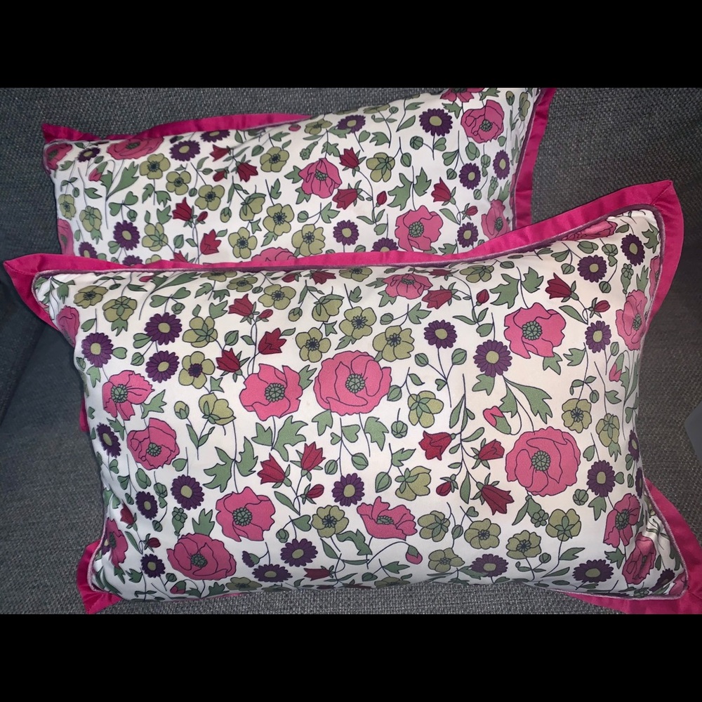 PAIR of Liberty Floral Silk Throw Pillows